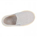 Washed Cotton canvas kids SLIP ON Espadrille shoes with elastic bands.