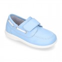 Washable leather kids Boat shoes laceless.