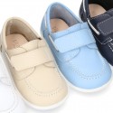 Washable leather kids Boat shoes laceless.