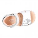 White little Washable leather Sandal shoes with double hook and loop closure.