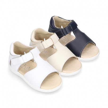 T-Strap Washable leather Sandal shoes 