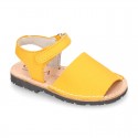 SOFT NOBUCK leather Menorquina sandals with hook and look strap.