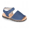 SOFT NOBUCK leather Menorquina sandals with hook and look strap.