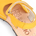 SOFT NOBUCK leather Menorquina sandals with hook and look strap.