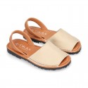 SOFT NAPPA combined leather Menorquina sandals with rear strap.