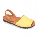 SOFT NAPPA combined leather Menorquina sandals with rear strap.