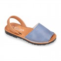 SOFT NAPPA combined leather Menorquina sandals with rear strap.