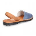 SOFT NAPPA combined leather Menorquina sandals with rear strap.