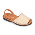 SOFT NAPPA combined leather Menorquina sandals with rear strap.