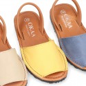 SOFT NAPPA combined leather Menorquina sandals with rear strap.