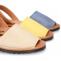 SOFT NAPPA combined leather Menorquina sandals with rear strap.