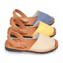 SOFT NAPPA combined leather Menorquina sandals with rear strap.