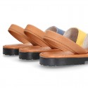 SOFT NAPPA combined leather Menorquina sandals with rear strap.