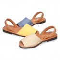 SOFT NAPPA combined leather Menorquina sandals with rear strap.