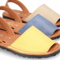 SOFT NAPPA combined leather Menorquina sandals with rear strap.