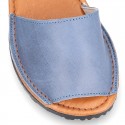 SOFT NAPPA combined leather Menorquina sandals with rear strap.