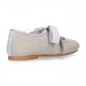 Little Angel style ballet flat shoes in LINEN with ties closure.