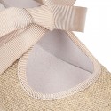 Little Angel style ballet flat shoes in LINEN with ties closure.