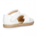 METAL WHITE canvas espadrille shoes with FLOWER design and hook and loop strap.