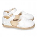 METAL WHITE canvas espadrille shoes with FLOWER design and hook and loop strap.