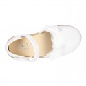 METAL WHITE canvas espadrille shoes with FLOWER design and hook and loop strap.