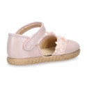 METAL MAKE UP PINK canvas espadrille shoes with FLOWER design and hook and loop strap.