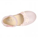 METAL MAKE UP PINK canvas espadrille shoes with FLOWER design and hook and loop strap.