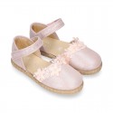 METAL MAKE UP PINK canvas espadrille shoes with FLOWER design and hook and loop strap.