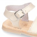 SOFT NACAR leather girl Menorquina sandals with FLOWER design.