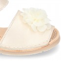 SOFT NACAR leather girl Menorquina sandals with FLOWER design.