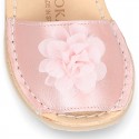 SOFT NACAR leather girl Menorquina sandals with FLOWER design.