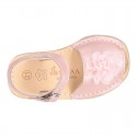 SOFT NACAR leather girl Menorquina sandals with FLOWER design.