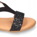 BLACK Suede Leather sandal shoes with GLITTER finishes.