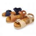 Nobuck leather sandal shoes BIO style to dress with buckles design.