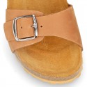 Nobuck leather sandal shoes BIO style to dress with buckles design.