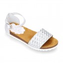 Metal bride leather girl sandal shoes BIO style to dress.