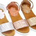 Metal bride leather girl sandal shoes BIO style to dress.