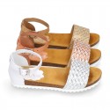 Metal bride leather girl sandal shoes BIO style to dress.