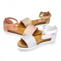 Metal bride leather girl sandal shoes BIO style to dress.
