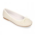 Classic Girl ballet flats in CEREMONY LINEN to dress with adjustable bow.