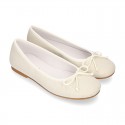 Classic Girl ballet flats in CEREMONY LINEN to dress with adjustable bow.