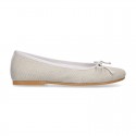 Classic Girl ballet flats in CEREMONY LINEN to dress with adjustable bow.