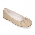 Classic Girl ballet flats in CEREMONY LINEN to dress with adjustable bow.