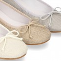 Classic Girl ballet flats in CEREMONY LINEN to dress with adjustable bow.