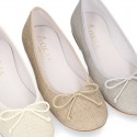 Classic Girl ballet flats in CEREMONY LINEN to dress with adjustable bow.