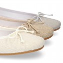Classic Girl ballet flats in CEREMONY LINEN to dress with adjustable bow.