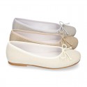 Classic Girl ballet flats in CEREMONY LINEN to dress with adjustable bow.