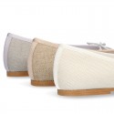 Classic Girl ballet flats in CEREMONY LINEN to dress with adjustable bow.