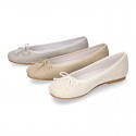 Classic Girl ballet flats in CEREMONY LINEN to dress with adjustable bow.