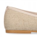 Classic Girl ballet flats in CEREMONY LINEN to dress with adjustable bow.